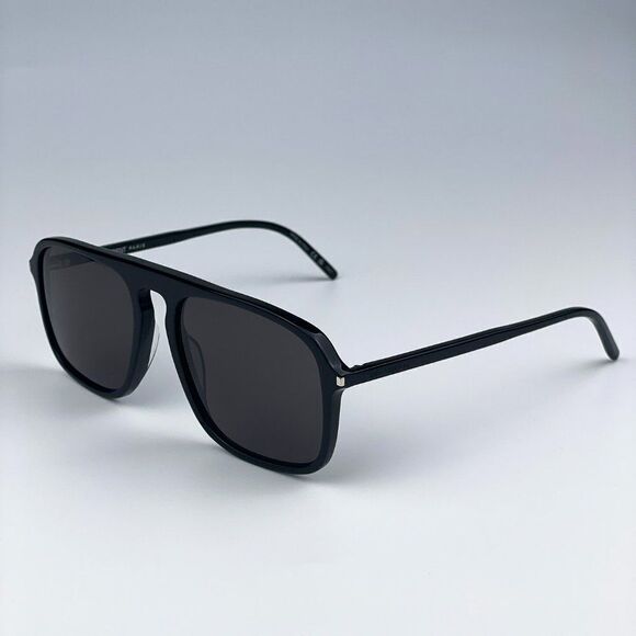 NEW Saint Laurent SL590 001 Black Aviator Unisex Sunglasses - Picture 7 of 12